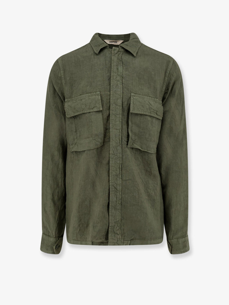 Aspesi Aspesi Ri-Capa Linen Shirt Green - World Class Fashion