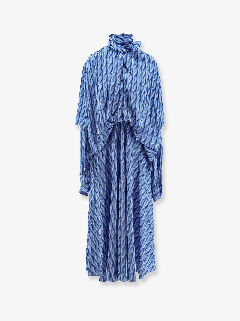Balenciaga Balenciaga Printed Fabric Long Dress Blue - World Class Fashion
