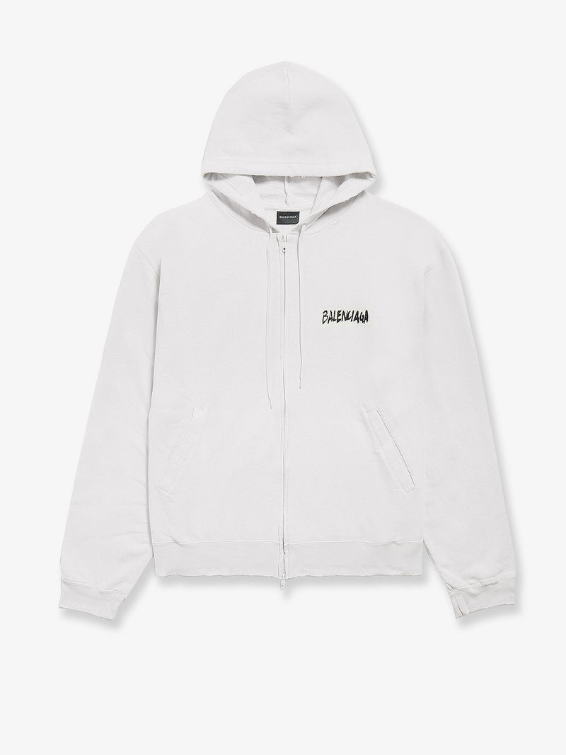 Balenciaga Balenciaga Over Zip-Up Hoodie Cotton Sweatshirt White - World Class Fashion