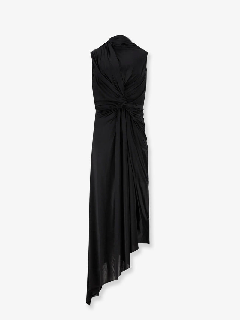 Balenciaga Balenciaga Stretch Fabric Long Asymmetrical Dress Black - World Class Fashion