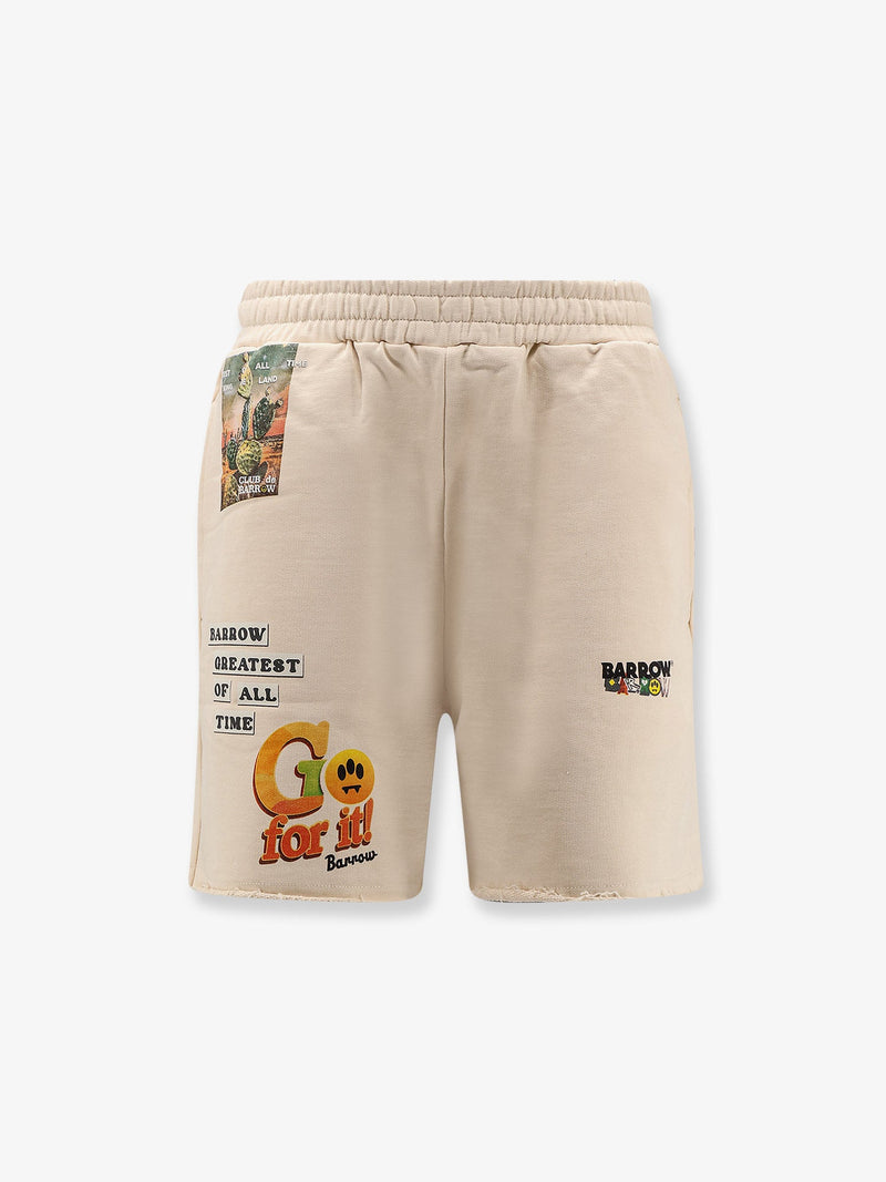 Barrow Barrow Cotton Shorts with Iconic Print Beige - World Class Fashion