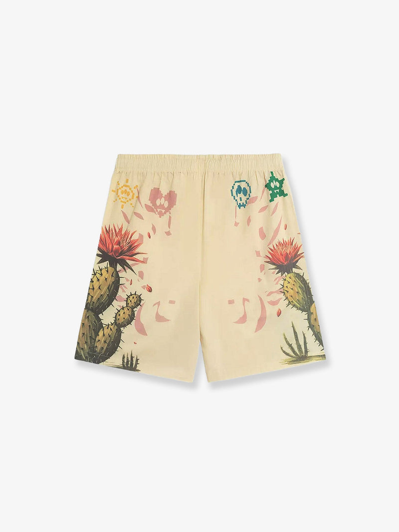 Barrow Barrow Cotton Bermuda Shorts Cactus Print White - World Class Fashion