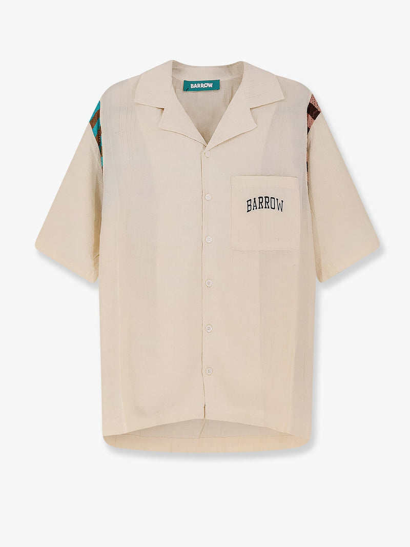 Barrow Barrow Viscose Shirt with Logo Print Beige - World Class Fashion