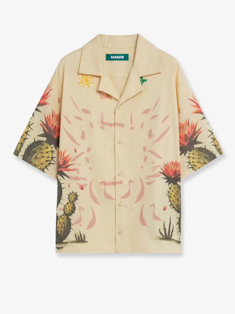 Barrow Barrow Cotton Shirt with Cactus Print White - World Class Fashion