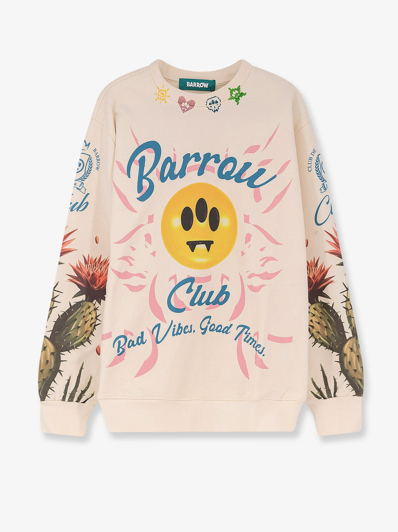Barrow Barrow Cotton Sweatshirt with Cactus Print White - World Class Fashion
