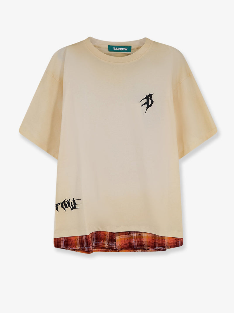 Barrow Camiseta de algodón Barrow con estampado delantero beige - World Class Fashion