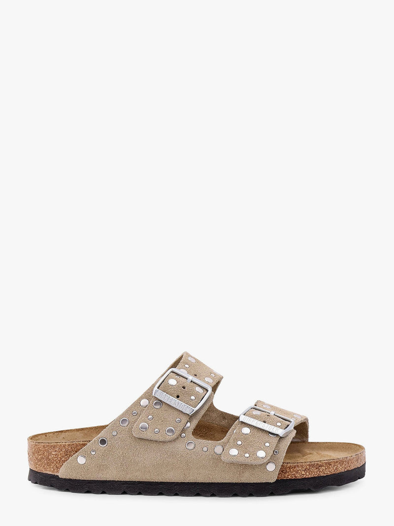 Birkenstock Birkenstock Arizona Suede Sandals with Studs Taupe - World Class Fashion