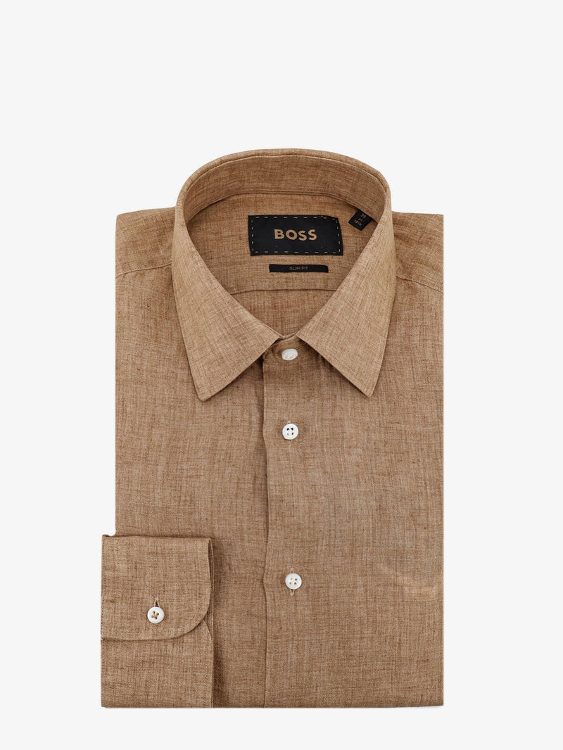 Boss Boss Linen Shirt Brown Men - World Class Fashion
