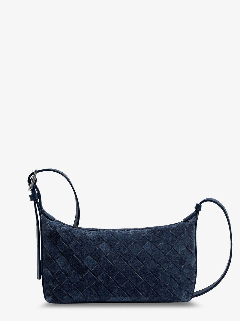 Bottega Veneta Bottega Veneta Traveler Suede Shoulder Bag Blue - World Class Fashion