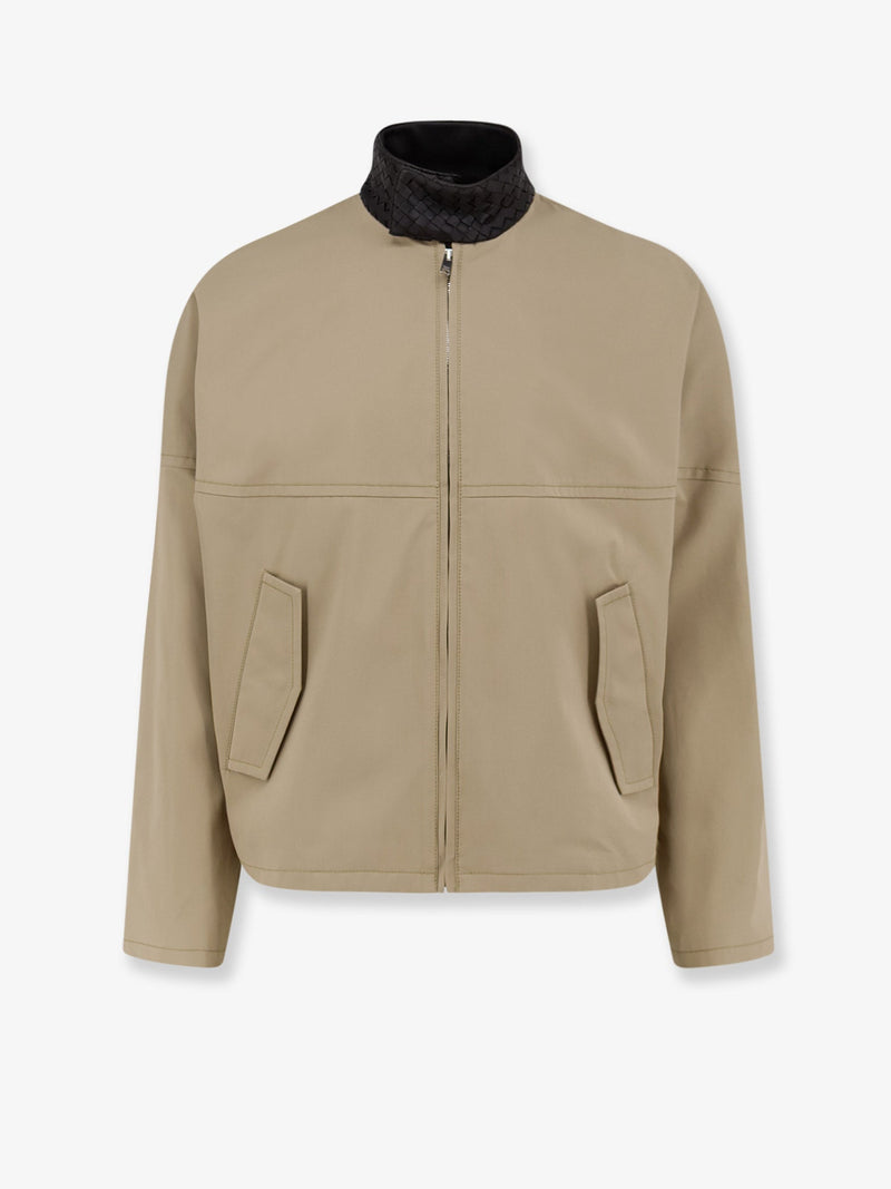 Bottega Veneta Bottega Veneta Cotton Jacket with Intrecciato Beige - World Class Fashion