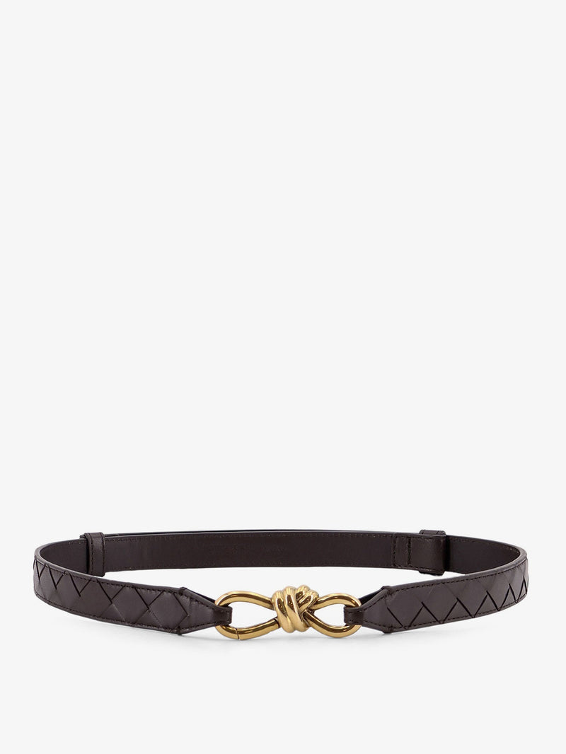 Bottega Veneta Bottega Veneta Intrecciato Leather Belt Brown - World Class Fashion
