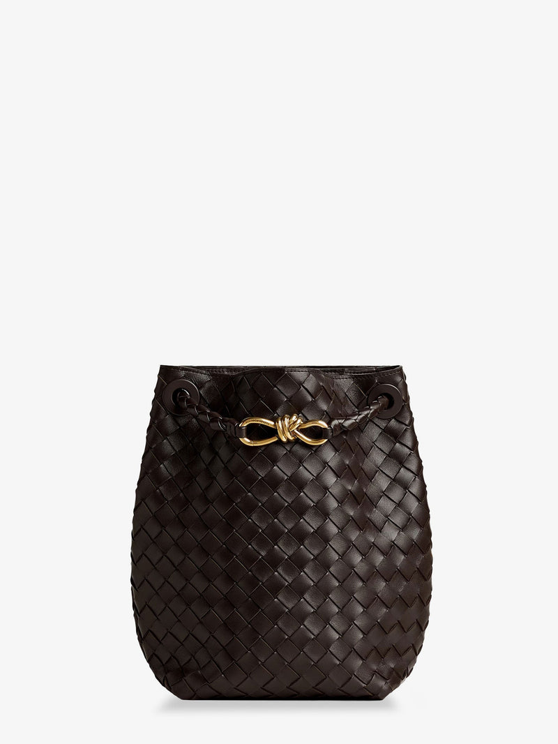 Bottega Veneta Bottega Veneta Andiamo Bucket Leather Crossbody Bag Brown - World Class Fashion