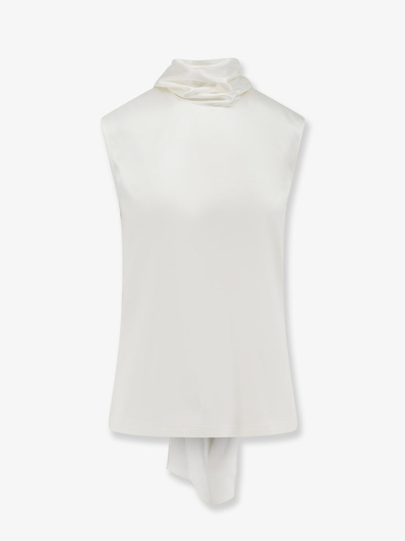 Bottega Veneta Bottega Veneta Stretch Satin Top White - World Class Fashion