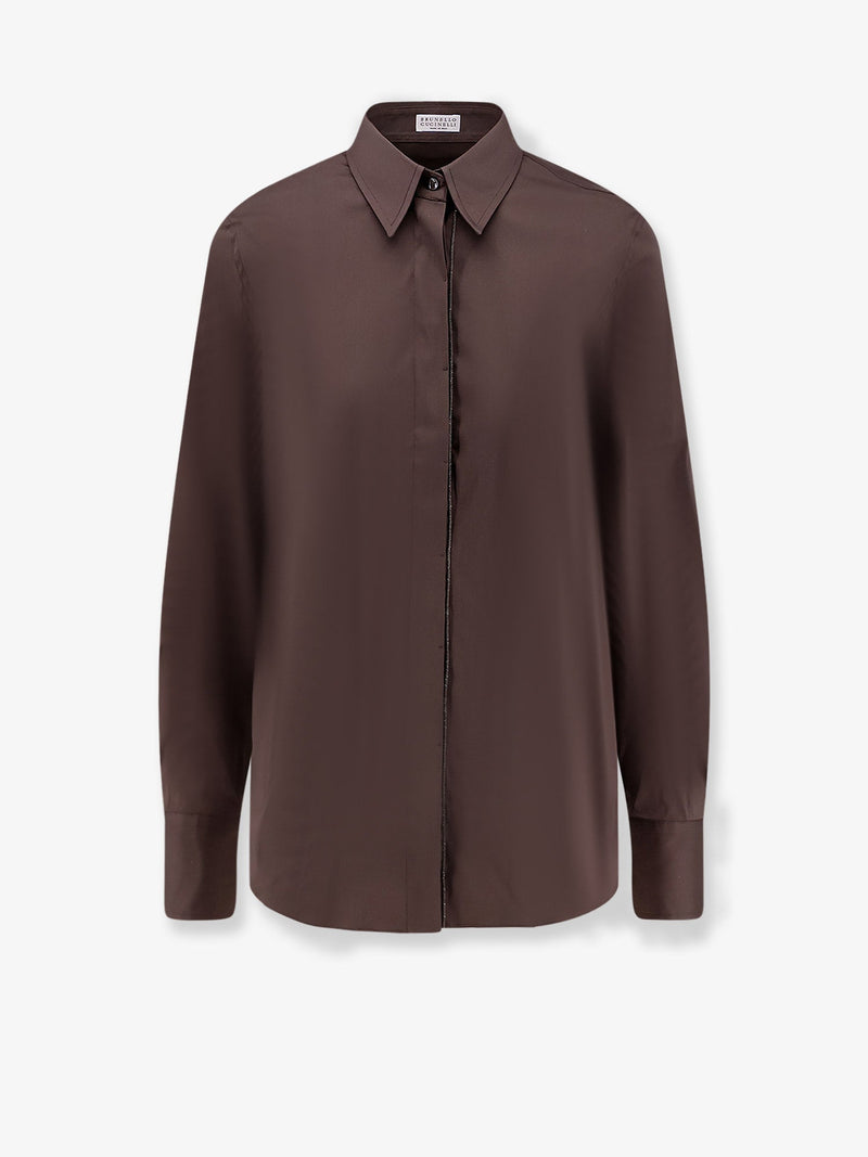 Brunello Cucinelli Brunello Cucinelli Cotton Blend Shirt Brown - World Class Fashion