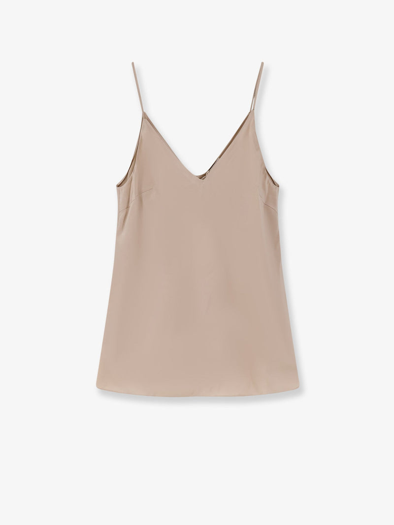 Brunello Cucinelli Brunello Cucinelli Stretch Silk Top Beige - World Class Fashion