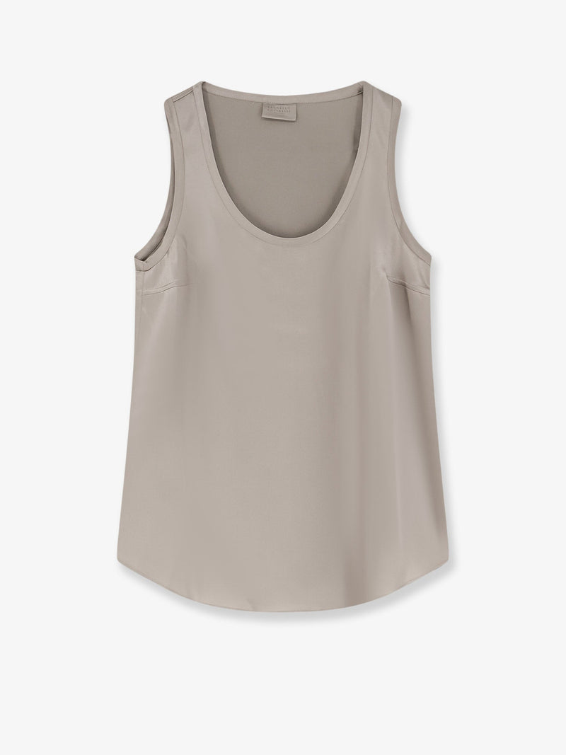 Brunello Cucinelli Brunello Cucinelli Stretch Silk Top Green - World Class Fashion