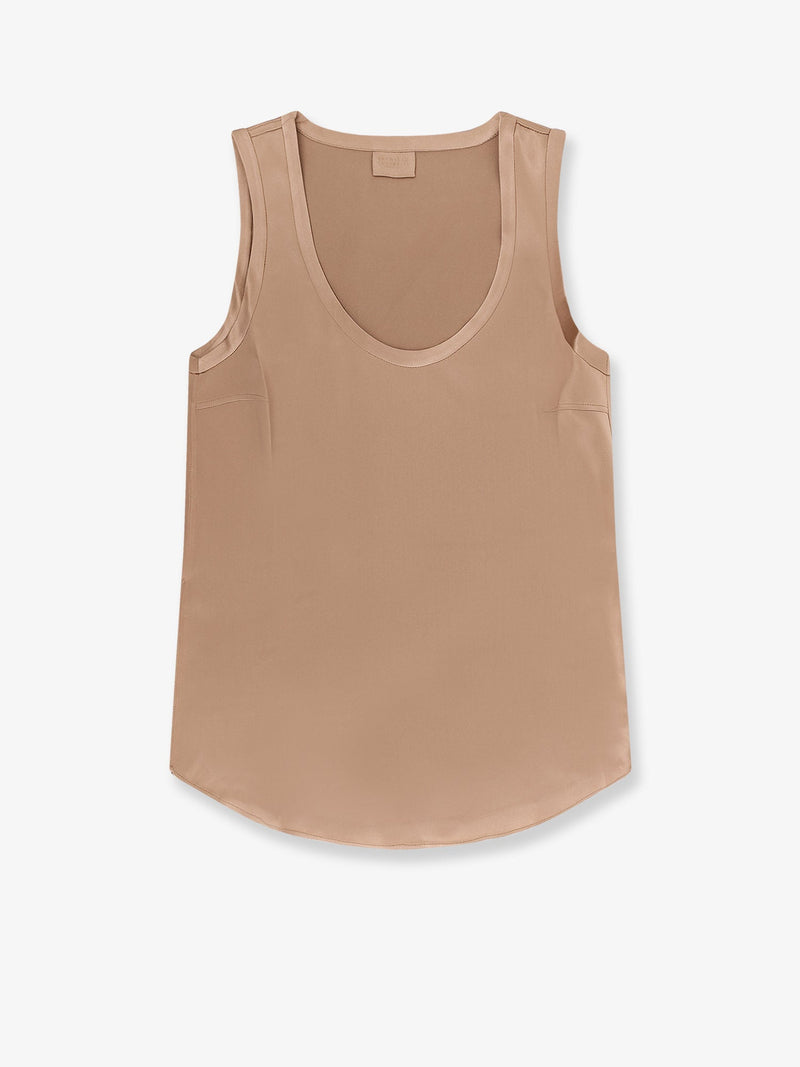 Brunello Cucinelli Brunello Cucinelli Stretch Silk Tank Top Beige - World Class Fashion
