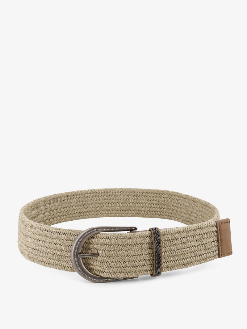 Brunello Cucinelli Brunello Cucinelli Linen Belt Shiny Loop Beige - World Class Fashion
