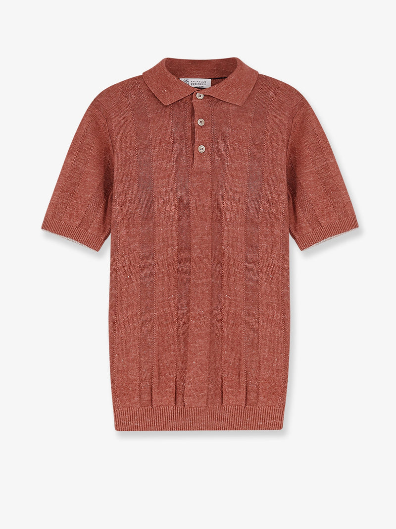Brunello Cucinelli Brunello Cucinelli Linen Cotton Blend Polo Shirt Red - World Class Fashion