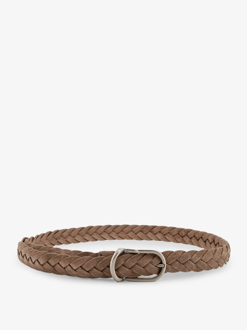 Brunello Cucinelli Brunello Cucinelli Braided Suede Belt Beige - World Class Fashion