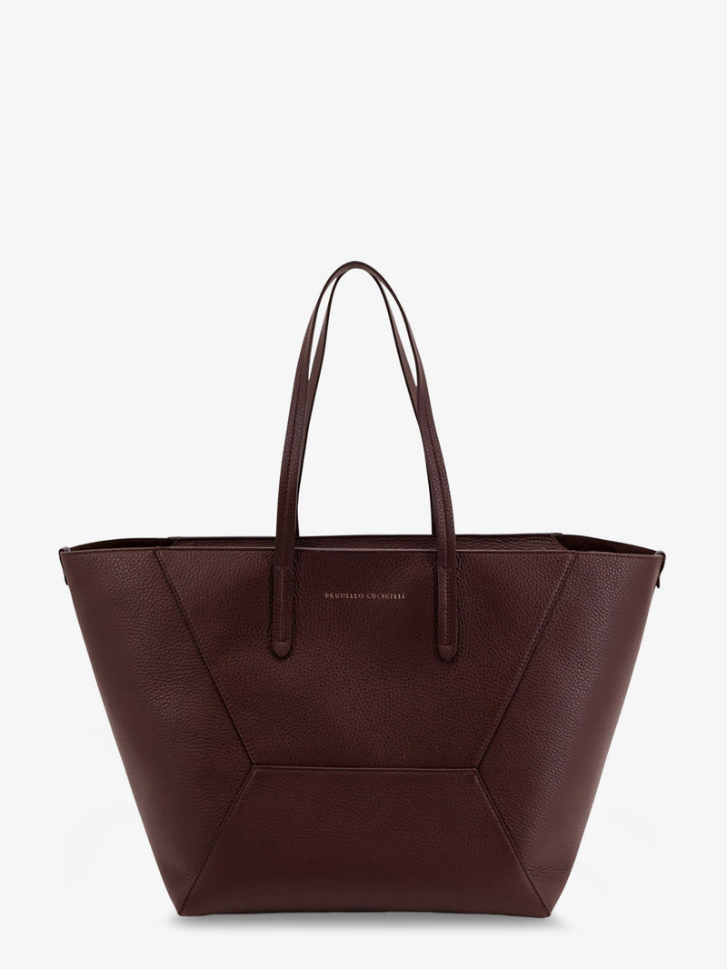 Brunello Cucinelli Brunello Cucinelli BC Duo Hammered Leather Shoulder Bag Brown - World Class Fashion