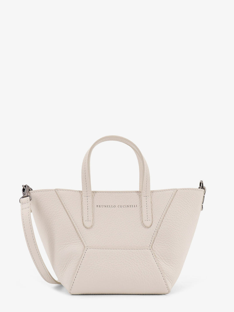 Brunello Cucinelli Brunello Cucinelli Bc Duo Leather Crossbody Bag White - World Class Fashion