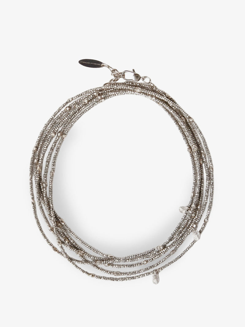 Brunello Cucinelli Brunello Cucinelli Wrap Hematite and Sterling Silver Bracelet Grey - World Class Fashion