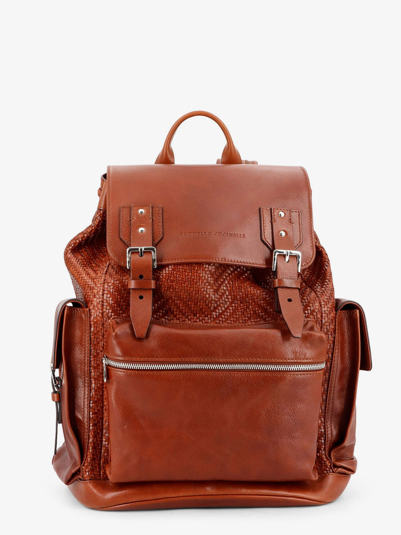 Brunello Cucinelli Brunello Cucinelli City Leather Backpack With Engraved Lettering Logo - World Class Fashion