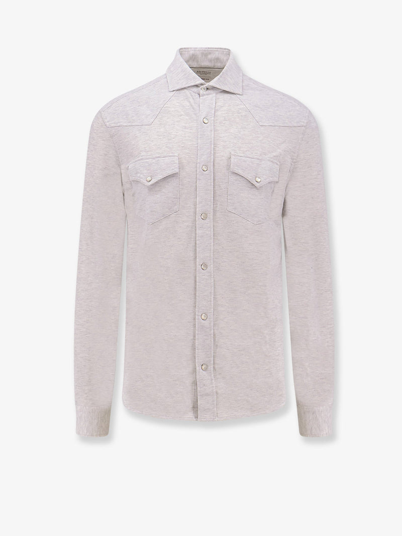 Brunello Cucinelli Brunello Cucinelli Leisure-Fit Cotton Shirt Grey - World Class Fashion