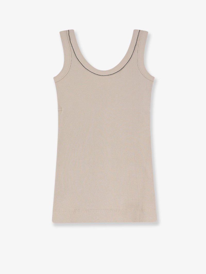 Brunello Cucinelli Brunello Cucinelli Stretch Cotton Tank Top Beige - World Class Fashion