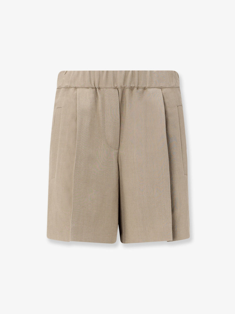 Brunello Cucinelli Brunello Cucinelli Viscose Linen Bermuda Shorts Beige - World Class Fashion