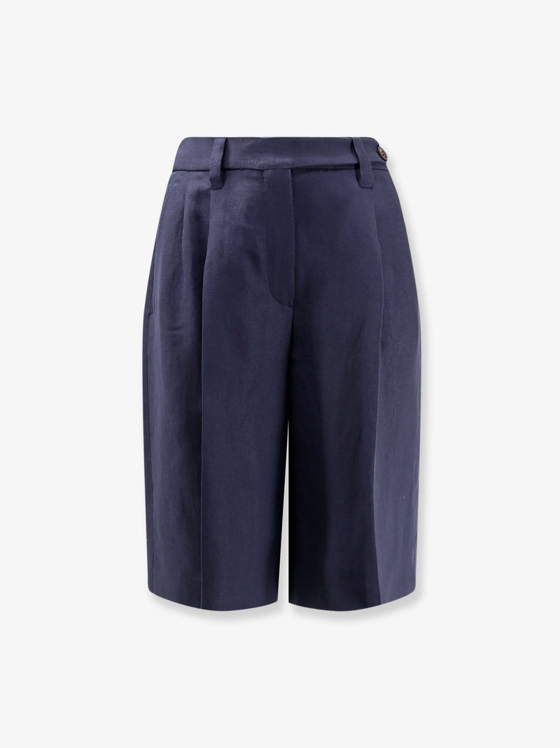 Brunello Cucinelli Brunello Cucinelli Viscose Linen Bermuda Shorts Blue - World Class Fashion