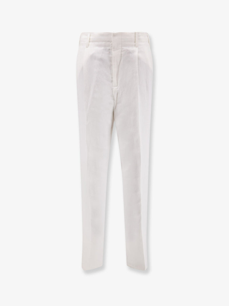 Brunello Cucinelli Brunello Cucinelli Linen and Cotton Trousers White - World Class Fashion