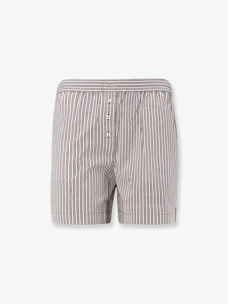 Brunello Cucinelli Brunello Cucinelli Cotton Silk Blend Striped Shorts Brown - World Class Fashion