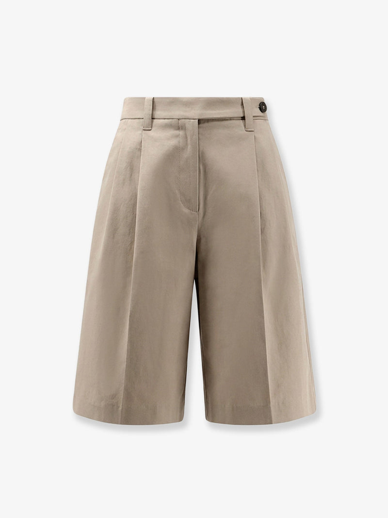 Brunello Cucinelli Brunello Cucinelli Cotton and Linen Shorts Beige - World Class Fashion