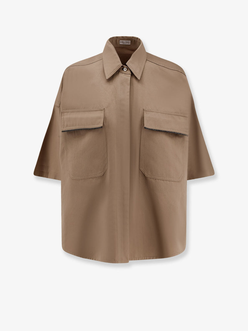 Brunello Cucinelli Brunello Cucinelli Linen Cotton Blend Shirt Beige - World Class Fashion