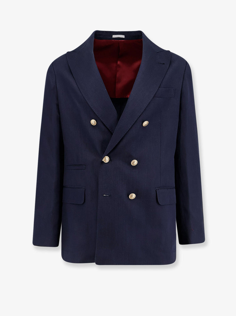 Brunello Cucinelli Brunello Cucinelli Silk and Linen Blazer Blue - World Class Fashion