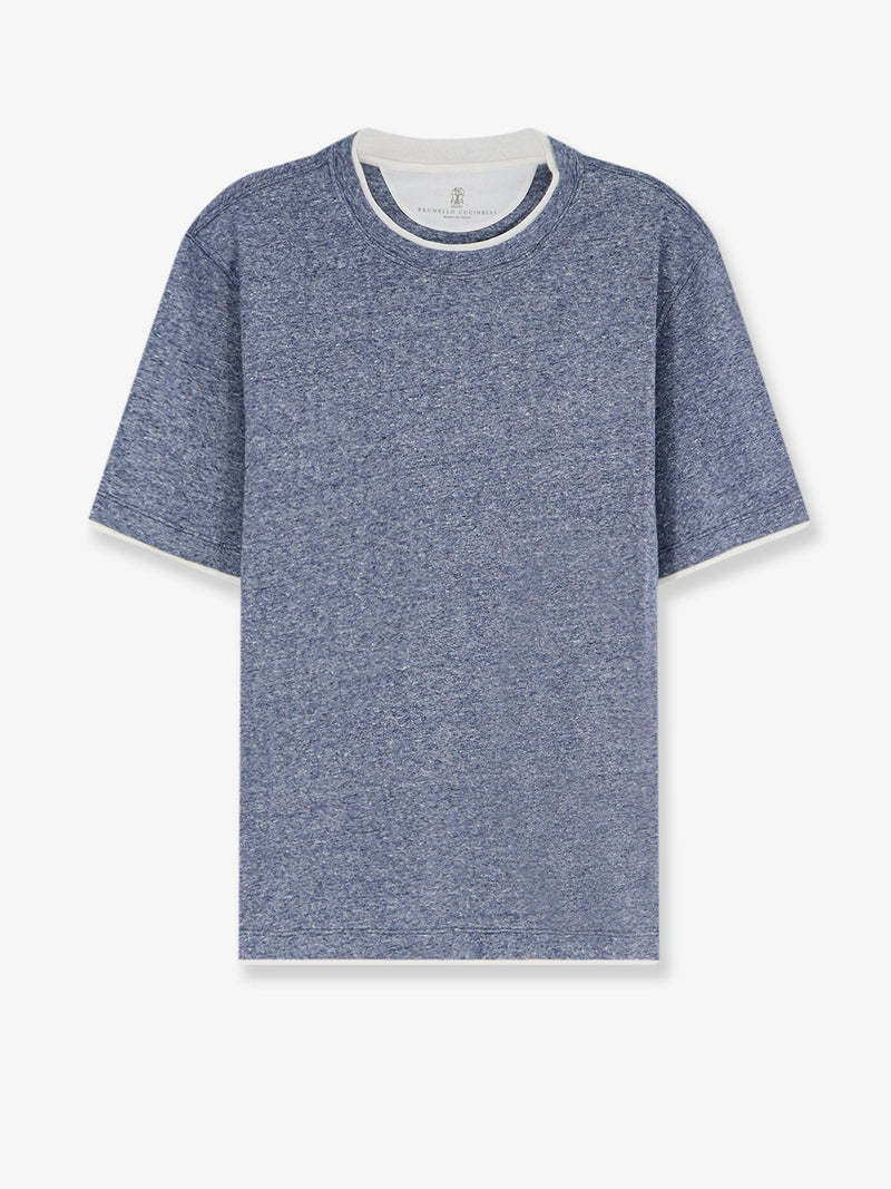 Brunello Cucinelli Brunello Cucinelli Linen Cotton Blend T-Shirt Blue - World Class Fashion