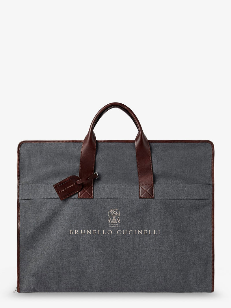 Brunello Cucinelli Brunello Cucinelli Technical Fabric and Leather Garment Bag Grey - World Class Fashion