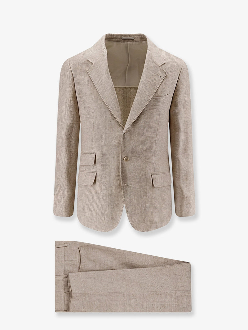 Brunello Cucinelli Brunello Cucinelli Silk, Linen and Wool Suit Beige - World Class Fashion