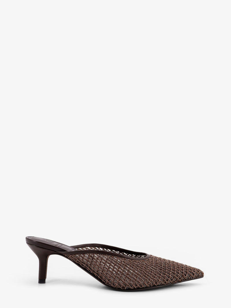 Brunello Cucinelli Brunello Cucinelli Leather Sandals with Monili Detail Brown - World Class Fashion
