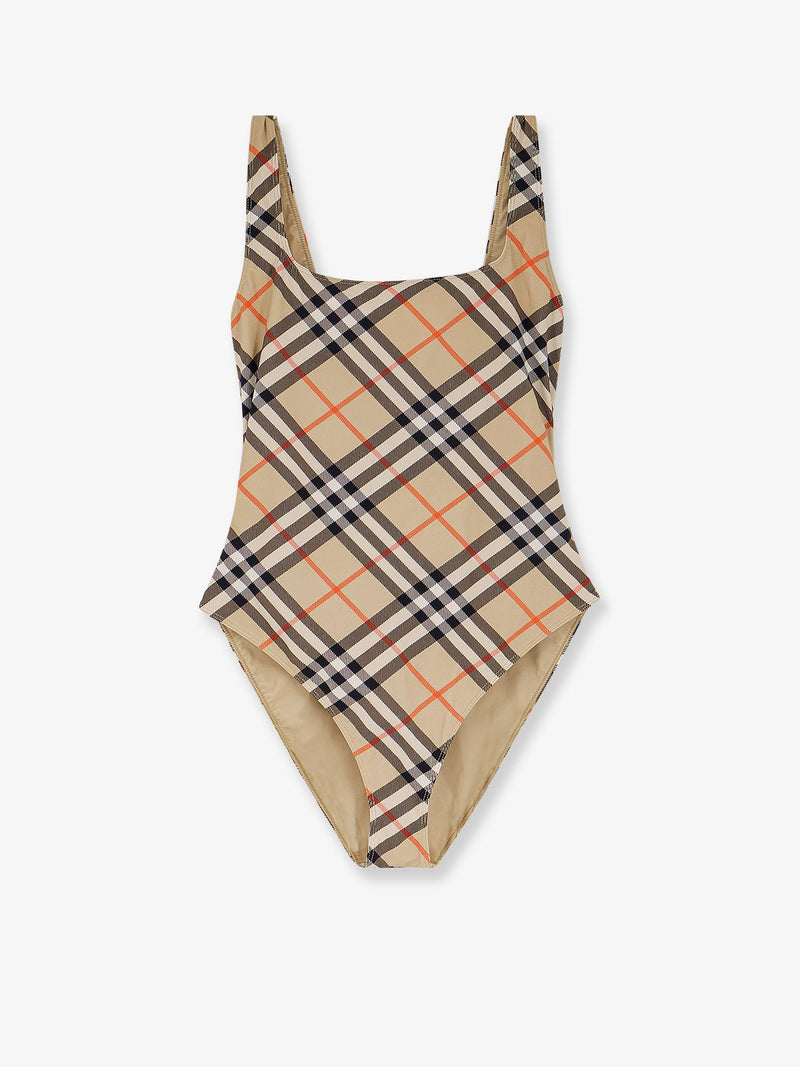 Burberry Burberry Nylon One-Piece Swimsuit Check Print Beige - World Class Fashion