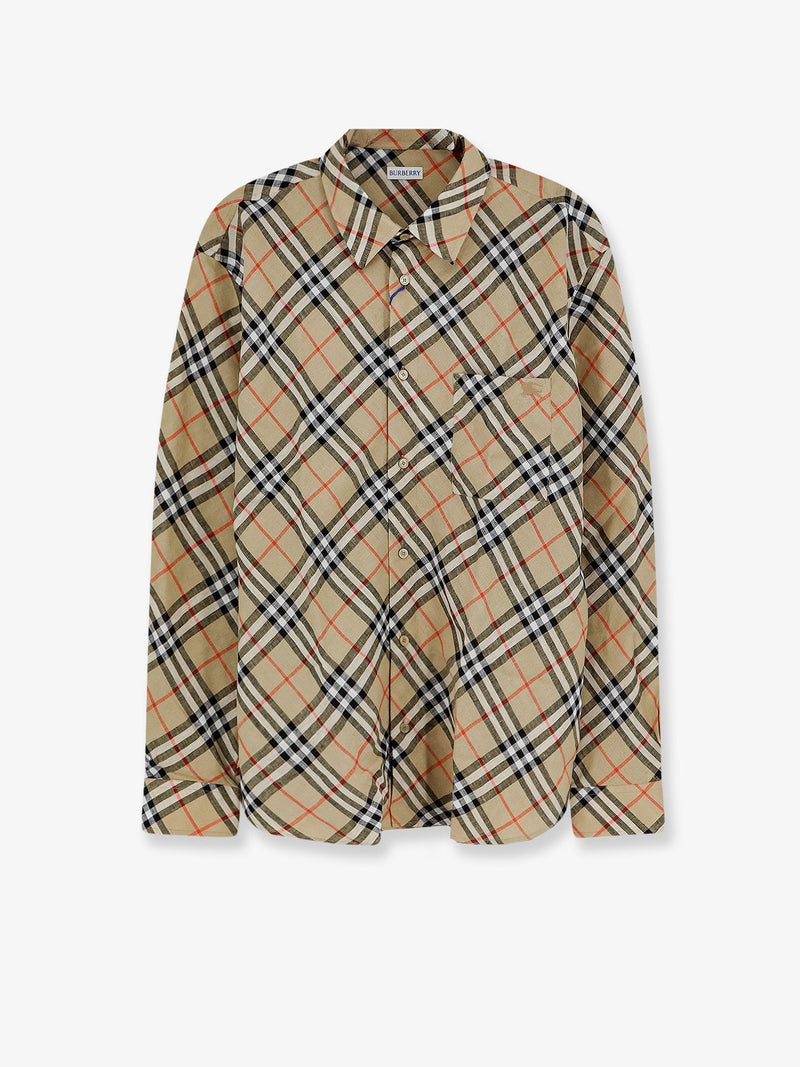 Burberry Burberry Linen Shirt with Check Print Beige - World Class Fashion
