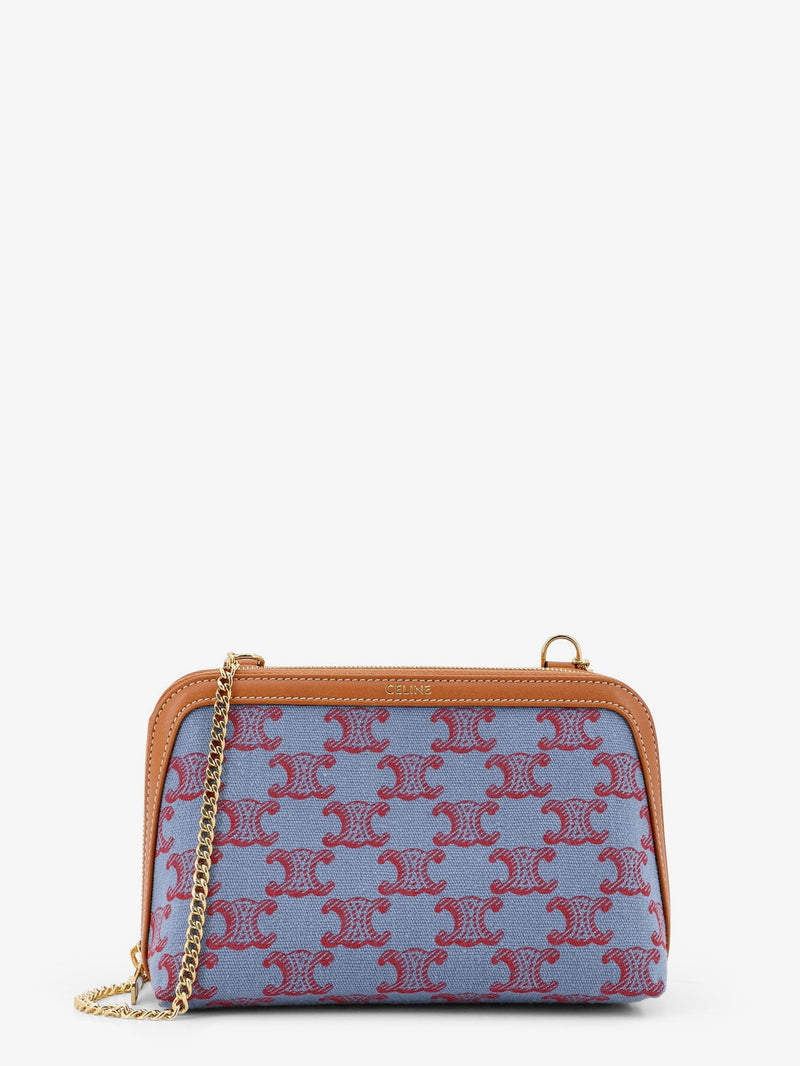 Celine Celine Jacquard Fabric Crossbody Bag Blue Women - World Class Fashion