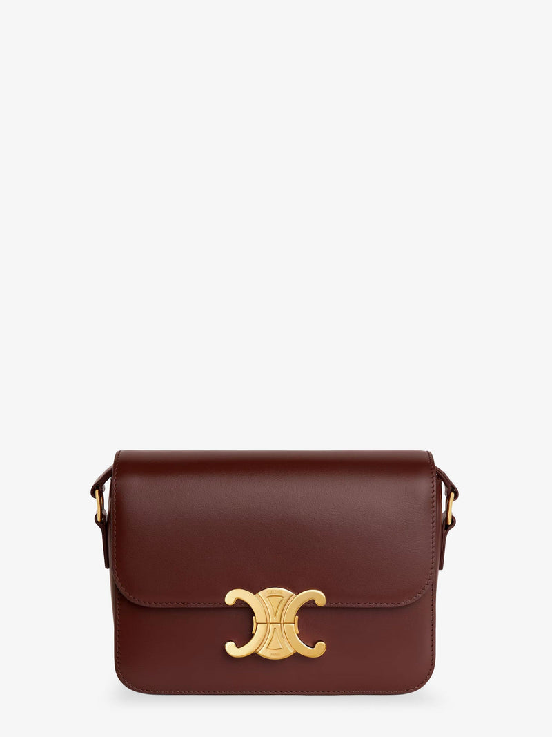 Celine Celine Teen Triomphe Leather Crossbody Bag Brown - World Class Fashion