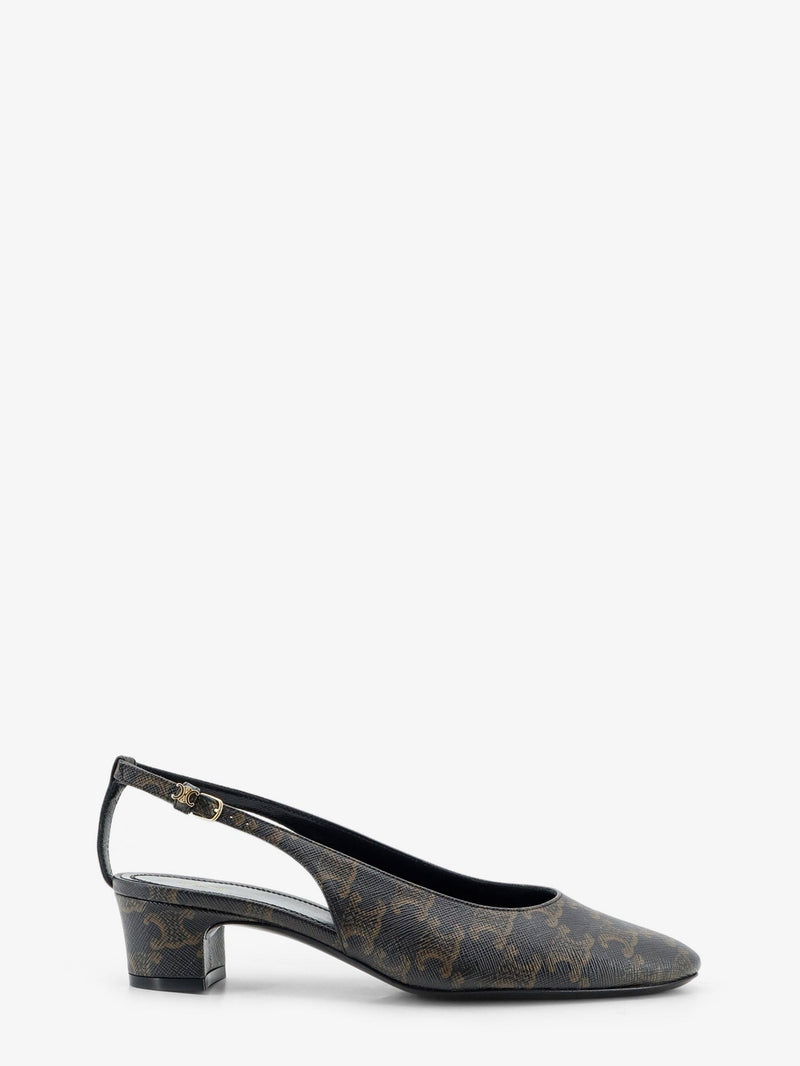 Celine Zapatos de tacón Celine Neo City Triomphe de lona revestida, color marrón - World Class Fashion