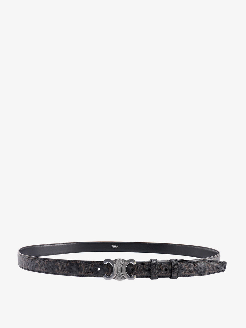 Celine Celine Triomphe Coated Canvas Belt Black - World Class Fashion