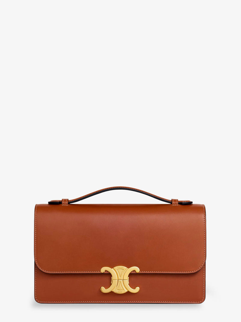 Celine Celine Triomphe Leather Crossbody Bag Brown - World Class Fashion