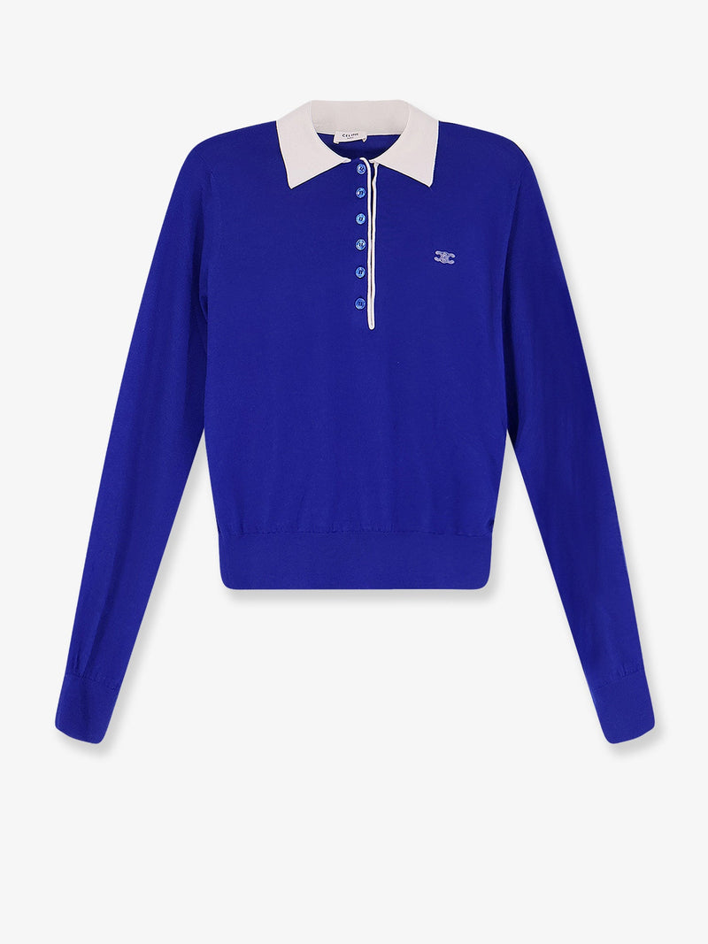 Celine Celine Camiseta Polo Cachemir Seda Azul Mujer - World Class Fashion