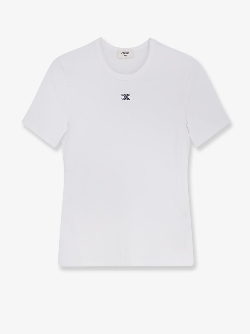 Celine Celine Triomphe T-Shirt In Cotton Blend With Embroidered Logo - World Class Fashion
